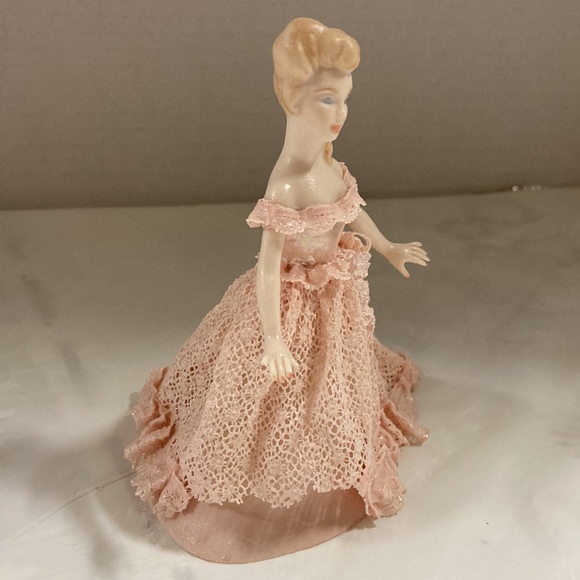 Jamar-Mallory 1954 Victorian Porcelain Lady Vintage Dipped Lace Dress Figurine - Picture 5 of 9